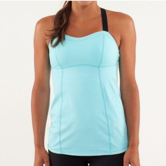 Lululemon Run: Catch Me Tank Top Running Workout Yoga Blue Stripes Size 6 EUC - Picture 8 of 11